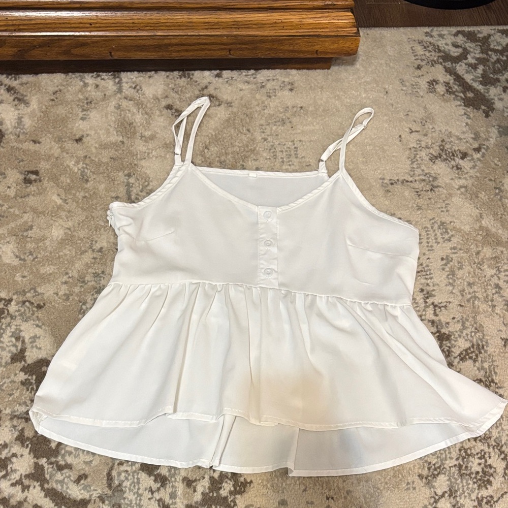 White Sleeveless Button-Front Top
